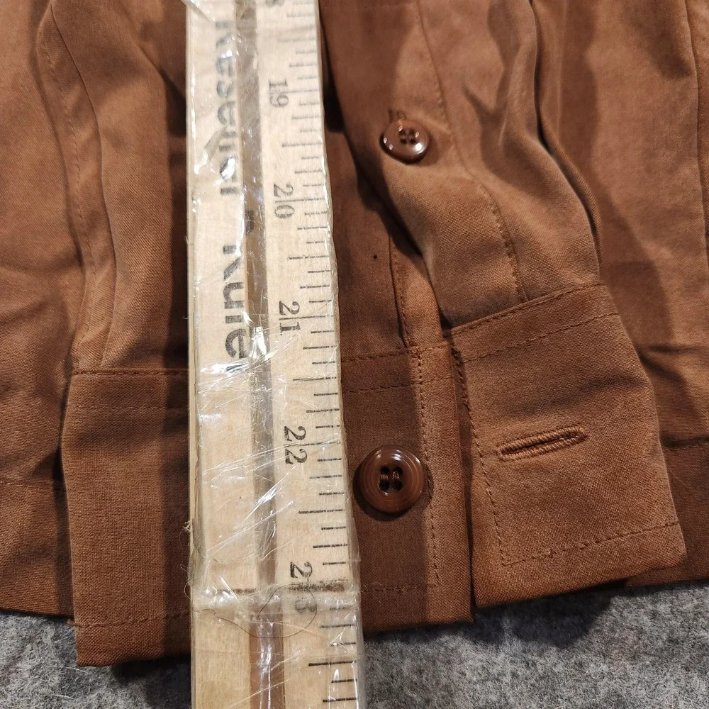 Tulliano Shirt Mens Medium Brown 100%‎ Silk Long Sleeve Button Front Dress